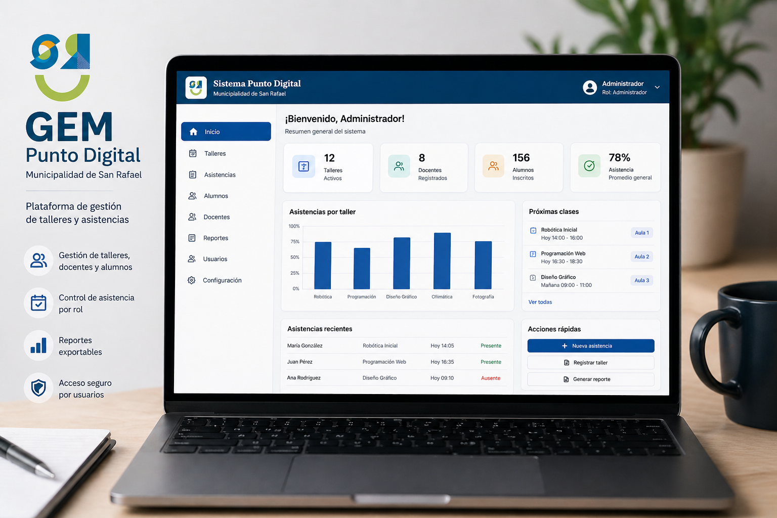 Punto Digital — gestión de talleres municipales (borrador frontend)